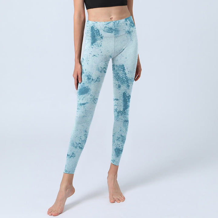 Leggings da palestra con stampa tie-dye, colore azzurro , Buddha Stones, pantaloni da yoga da donna - image 6