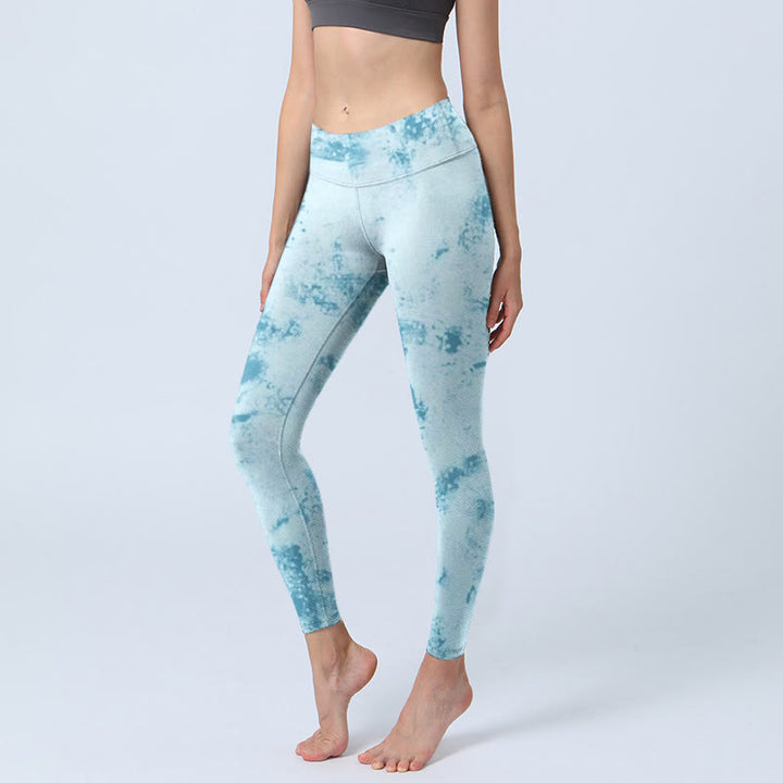 Leggings da palestra con stampa tie-dye, colore azzurro , Buddha Stones, pantaloni da yoga da donna - Azzurro chiaro - US18, UK/AU22, EU50 (4XL) - image 1