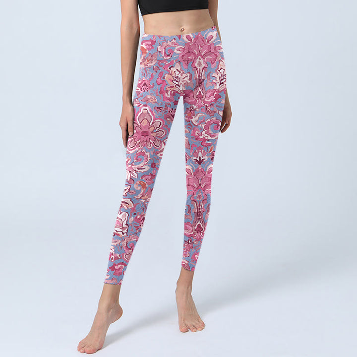 Leggings da palestra con stampa di fiori rosa Buddha Stones, pantaloni da yoga da donna - image 5