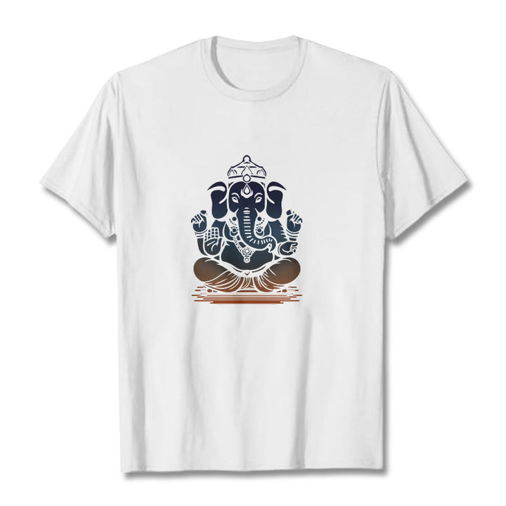 Maglietta con motivo a elefante Ganesh in meditazione con Buddha Stones - Bianco - 2XL - image 1