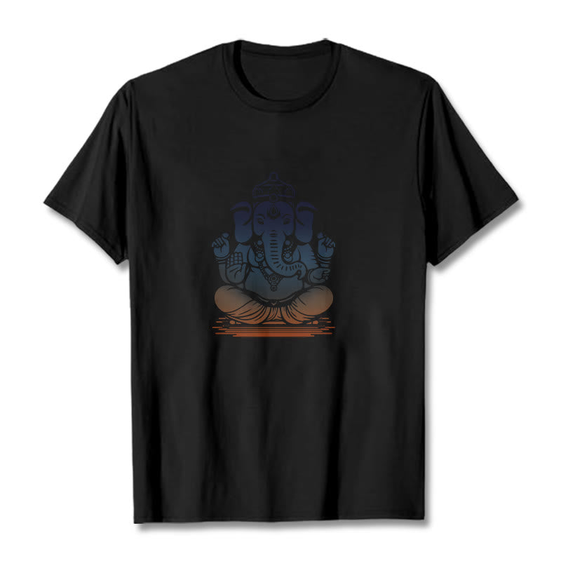 Maglietta con motivo a elefante Ganesh in meditazione con Buddha Stones - Nero - 2XL - image 5