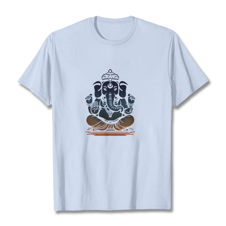 Maglietta con motivo a elefante Ganesh in meditazione con Buddha Stones - Ciano chiaro - 2XL - image 19