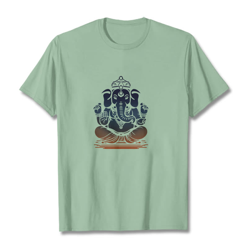 Maglietta con motivo a elefante Ganesh in meditazione con Buddha Stones - Verde pallido - 2XL - image 15