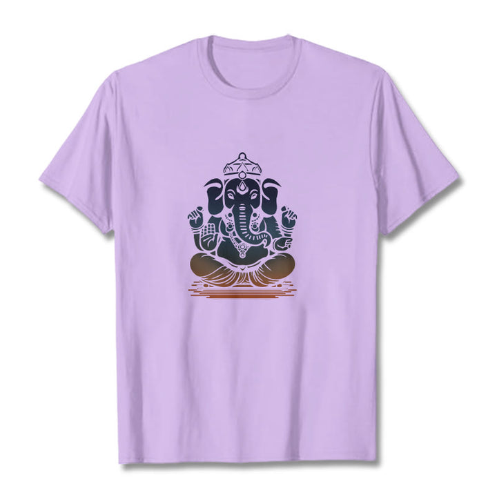 Maglietta con motivo a elefante Ganesh in meditazione con Buddha Stones - Prugna - 2XL - image 16