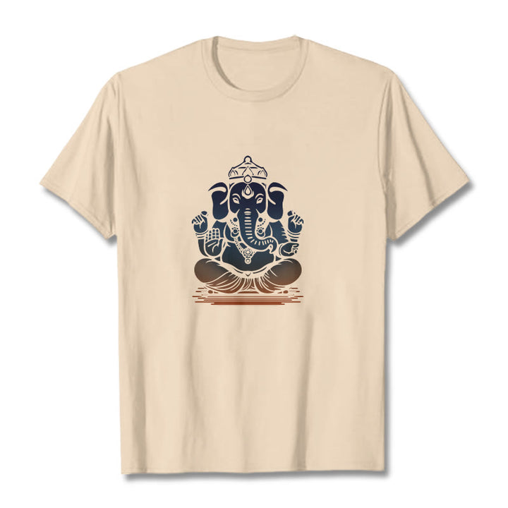 Maglietta con motivo a elefante Ganesh in meditazione con Buddha Stones - Biscotto - 2XL - image 9