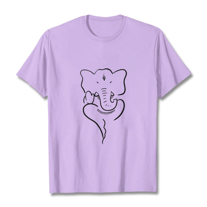 Maglietta con motivo a schizzo Buddha Stones Ganesh Elephant - Prugna - 2XL - image 16