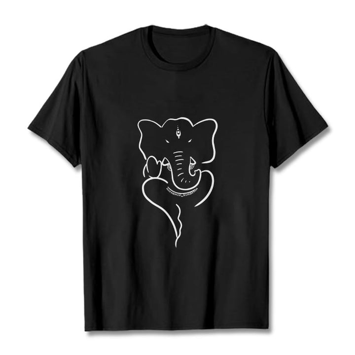Maglietta con motivo a schizzo Buddha Stones Ganesh Elephant - Nero - 2XL - image 1