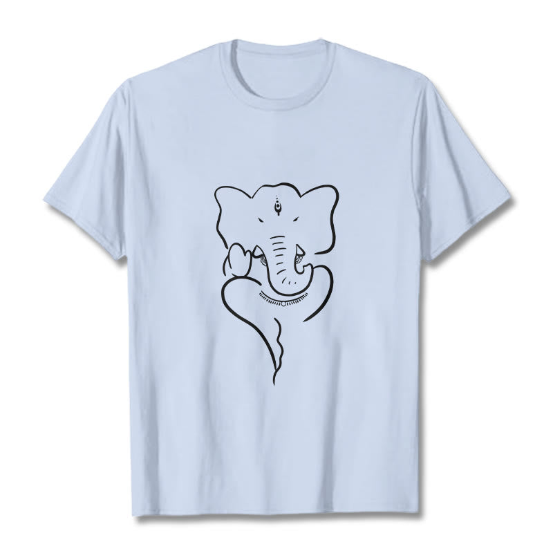 Maglietta con motivo a schizzo Buddha Stones Ganesh Elephant - Ciano chiaro - 2XL - image 19