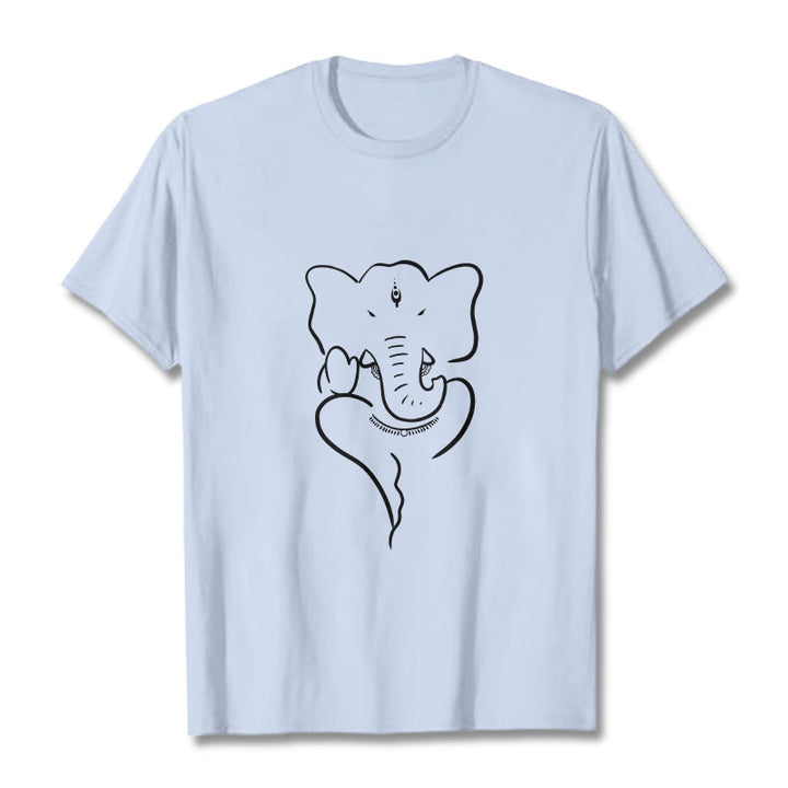 Maglietta con motivo a schizzo Buddha Stones Ganesh Elephant - Ciano chiaro - 2XL - image 19