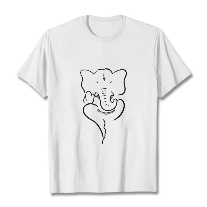 Maglietta con motivo a schizzo Buddha Stones Ganesh Elephant - Bianco - 2XL - image 6