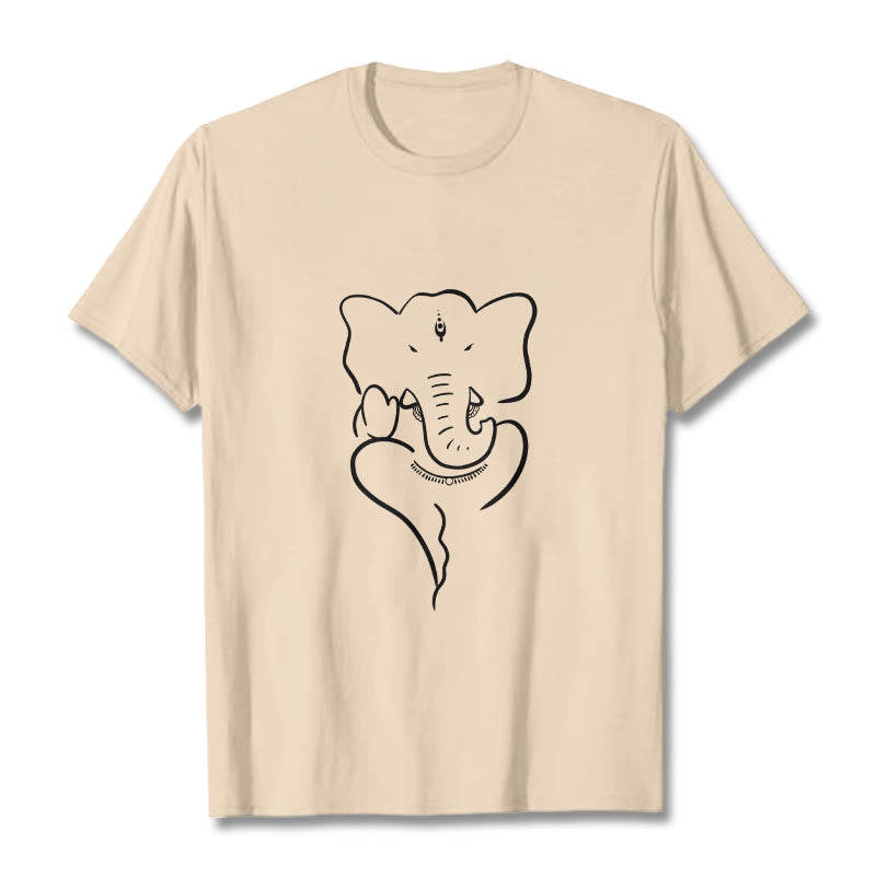 Maglietta con motivo a schizzo Buddha Stones Ganesh Elephant - Biscotto - 2XL - image 9