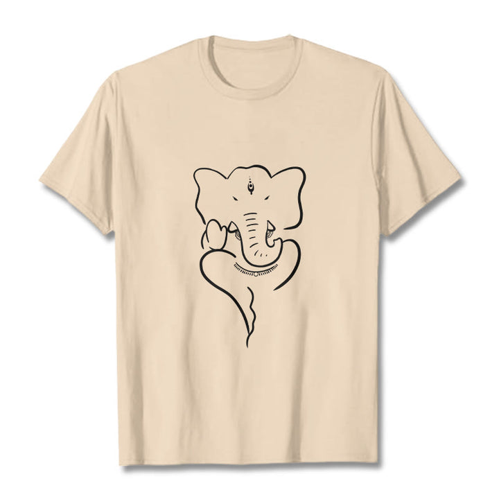 Maglietta con motivo a schizzo Buddha Stones Ganesh Elephant - Biscotto - 2XL - image 8