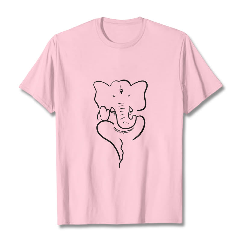 Maglietta con motivo a schizzo Buddha Stones Ganesh Elephant - Rosa chiaro - 2XL - image 13