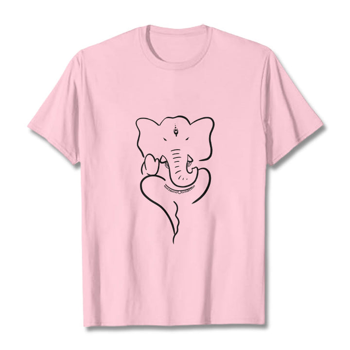 Maglietta con motivo a schizzo Buddha Stones Ganesh Elephant - Rosa chiaro - 2XL - image 13
