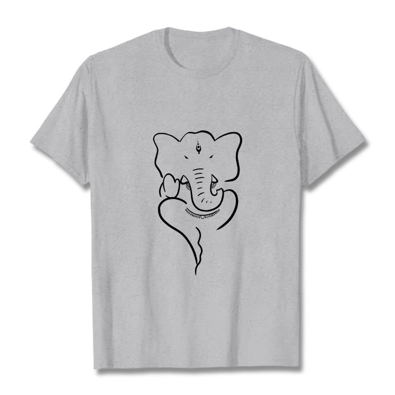 Maglietta con motivo a schizzo Buddha Stones Ganesh Elephant - Grigio chiaro - 2XL - image 20