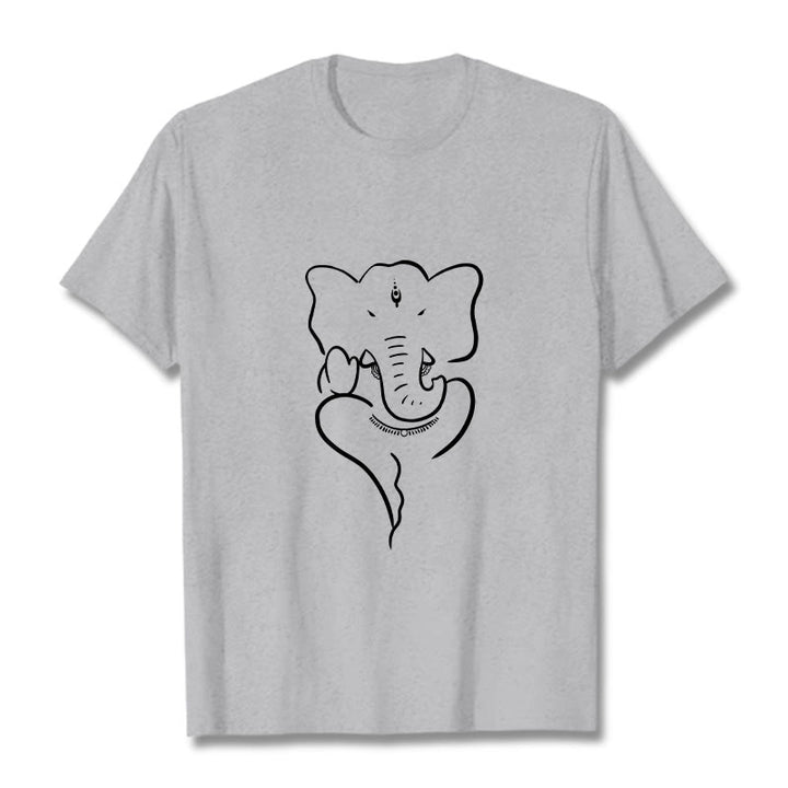 Maglietta con motivo a schizzo Buddha Stones Ganesh Elephant - Grigio chiaro - 2XL - image 20