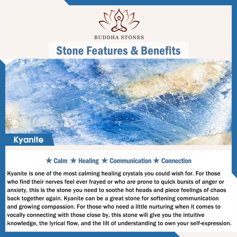 Braccialetto di comunicazione curativo in cianite naturale Buddha Stones