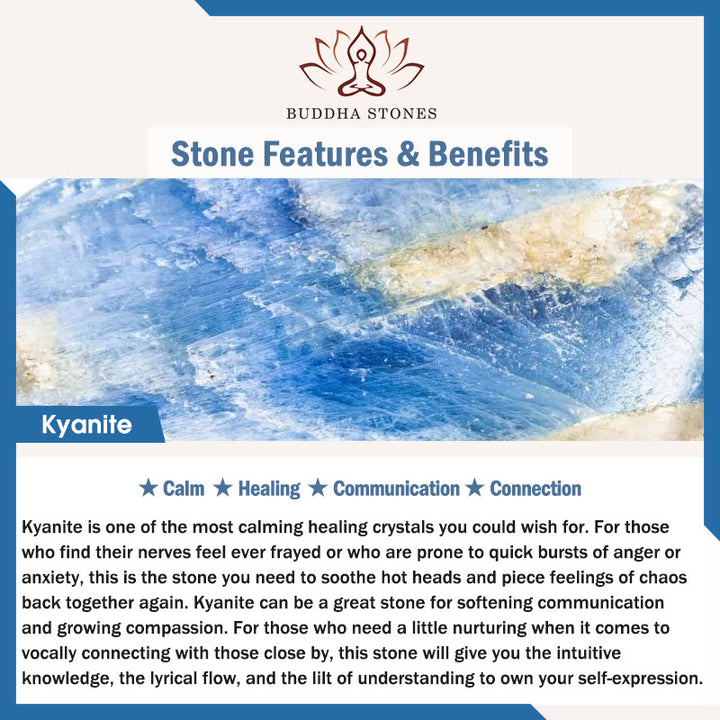 Braccialetto di comunicazione curativo in cianite naturale Buddha Stones