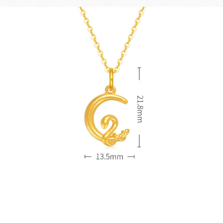 Collana con ciondolo portafortuna Buddha Stones 999 oro Luna Anno del serpente
