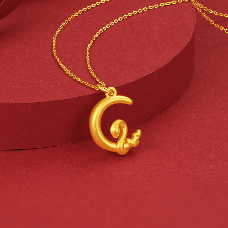 Collana con ciondolo portafortuna Buddha Stones 999 oro Luna Anno del serpente