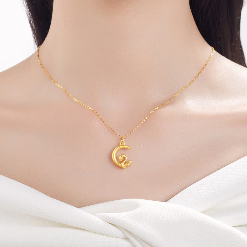 Collana con ciondolo portafortuna Buddha Stones 999 oro Luna Anno del serpente