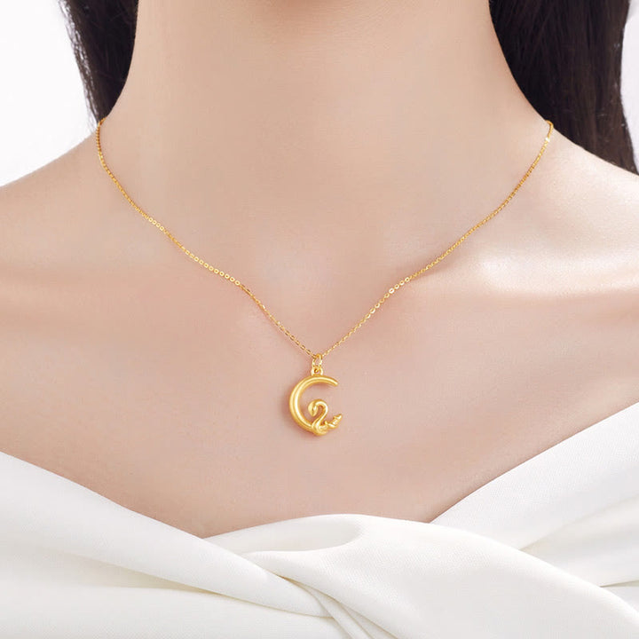 Collana con ciondolo portafortuna Buddha Stones 999 oro Luna Anno del serpente