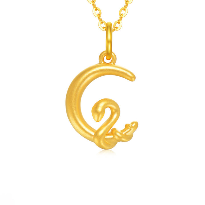 Collana con ciondolo portafortuna Buddha Stones 999 oro Luna Anno del serpente