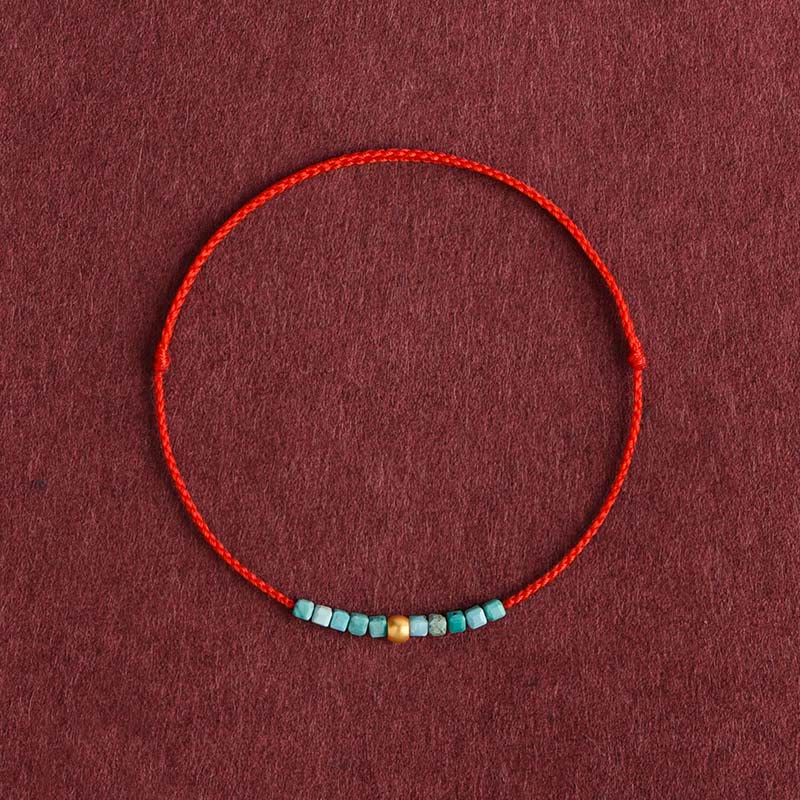Buddha Stones 999 Perline d'oro Turchese Protezione Braccialetto intrecciato Cavigliera