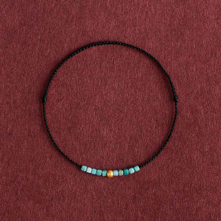 Buddha Stones 999 Perline d'oro Turchese Protezione Braccialetto intrecciato Cavigliera