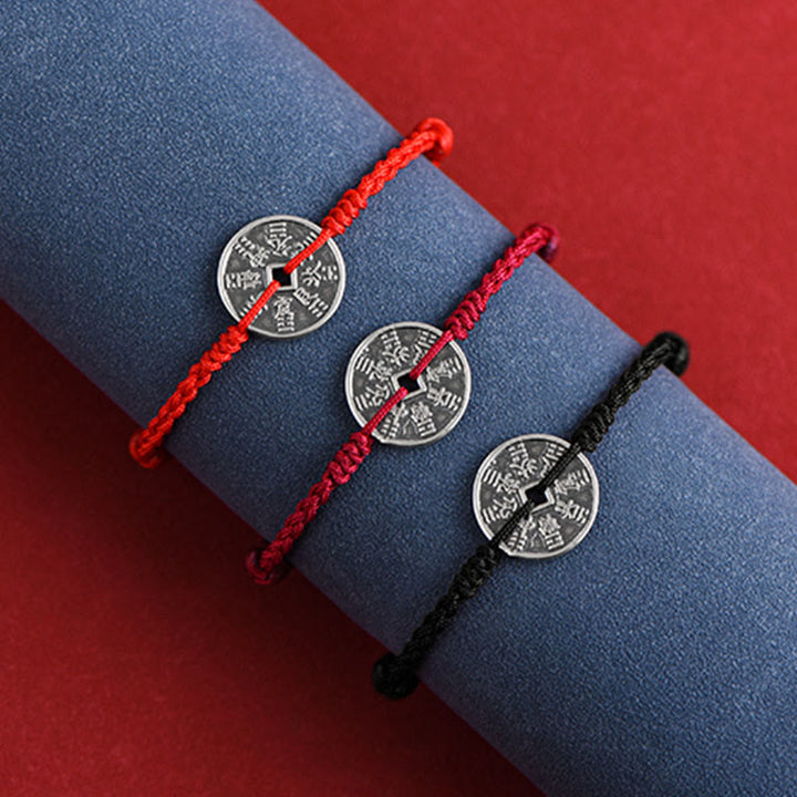 Buddha Stones 925 Sterling Silver Coin Protection Bracciale intrecciato Cavigliera - image 19