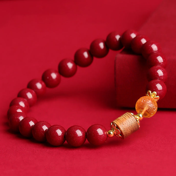 Braccialetto di benedizione Buddha Stones Cinnabar Agarwood Ambra