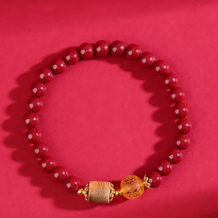Braccialetto di benedizione Buddha Stones Cinnabar Agarwood Ambra