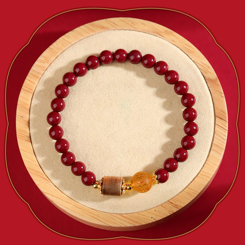 Braccialetto di benedizione Buddha Stones Cinnabar Agarwood Ambra
