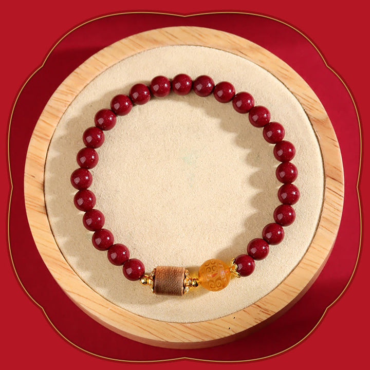 Braccialetto di benedizione Buddha Stones Cinnabar Agarwood Ambra