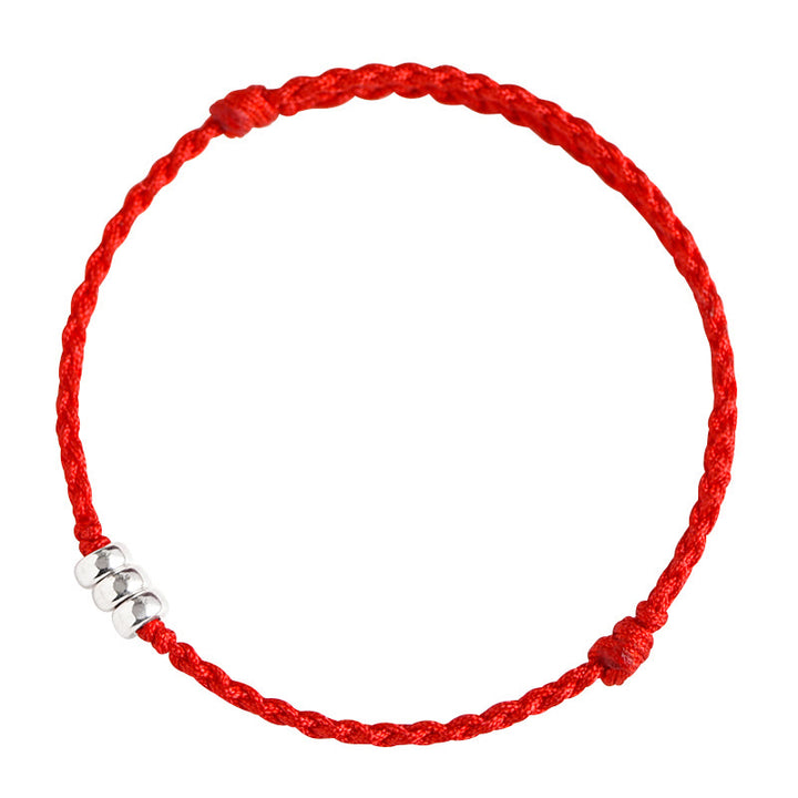 Buddha Stones 925 Sterling Silver Beads Protezione Fortuna Braccialetto Intrecciato Cavigliera