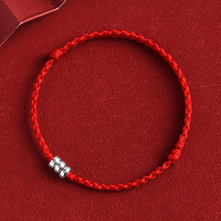 Buddha Stones 925 Sterling Silver Beads Protezione Fortuna Braccialetto Intrecciato Cavigliera