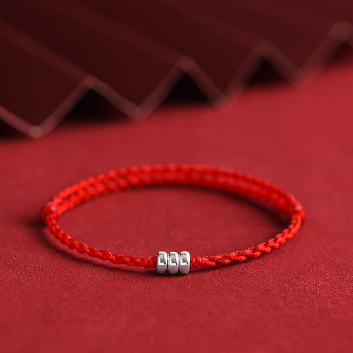 Buddha Stones 925 Sterling Silver Beads Protezione Fortuna Braccialetto Intrecciato Cavigliera - image 12