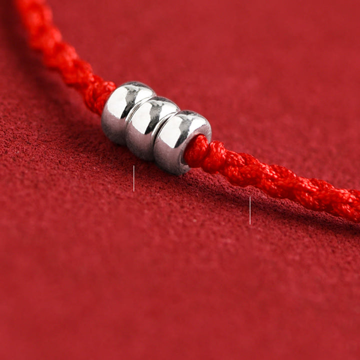 Buddha Stones 925 Sterling Silver Beads Protezione Fortuna Braccialetto Intrecciato Cavigliera