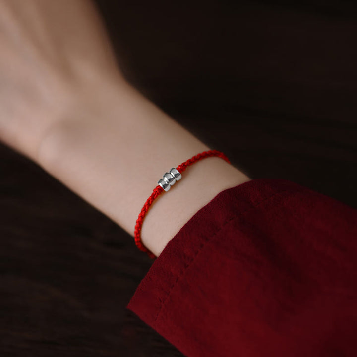 Buddha Stones 925 Sterling Silver Beads Protezione Fortuna Braccialetto Intrecciato Cavigliera - image 9