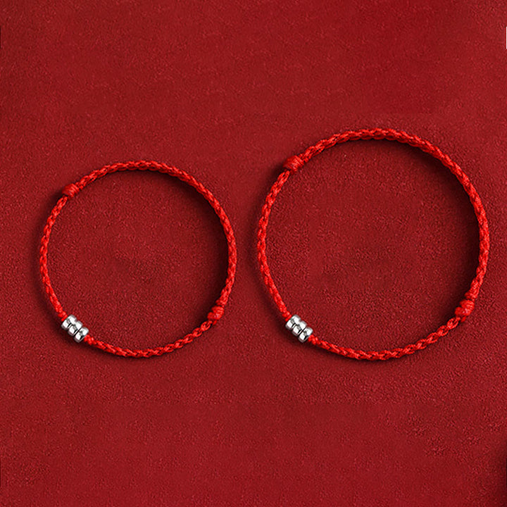 Buddha Stones 925 Sterling Silver Beads Protezione Fortuna Braccialetto Intrecciato Cavigliera