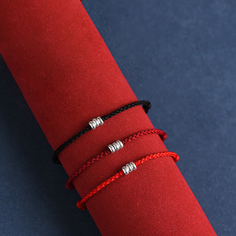 Buddha Stones 925 Sterling Silver Beads Protezione Fortuna Braccialetto Intrecciato Cavigliera - image 18