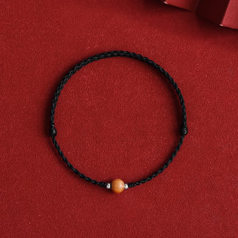 Braccialetto alla caviglia intrecciato con perline di legno di pesca naturale Buddha Stones