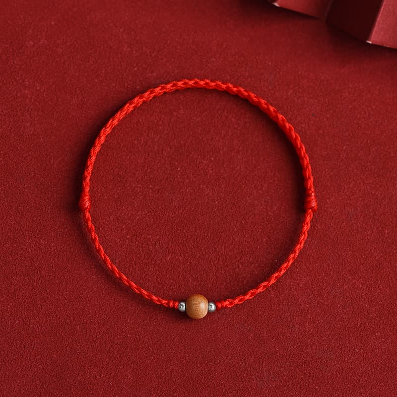 Braccialetto alla caviglia intrecciato con perline di legno di pesca naturale Buddha Stones