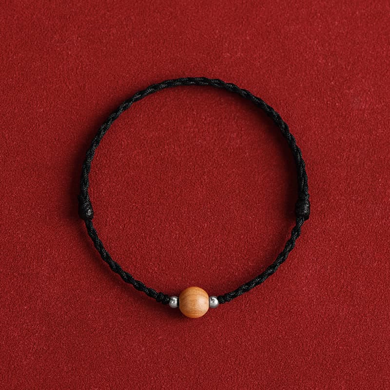 Braccialetto alla caviglia intrecciato con perline di legno di pesca naturale Buddha Stones
