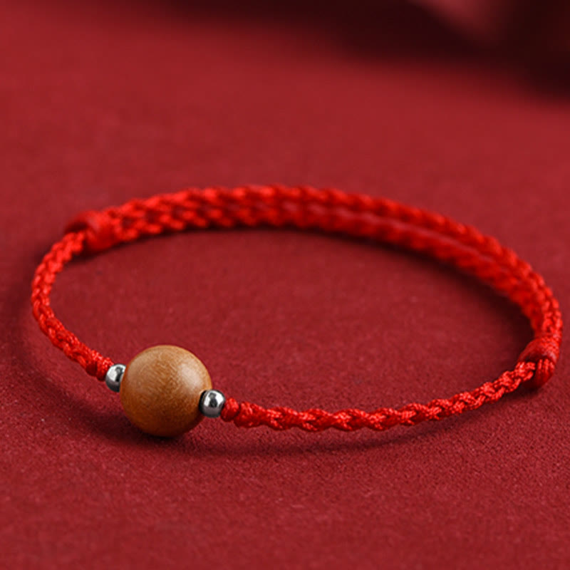 Braccialetto alla caviglia intrecciato con perline di legno di pesca naturale Buddha Stones