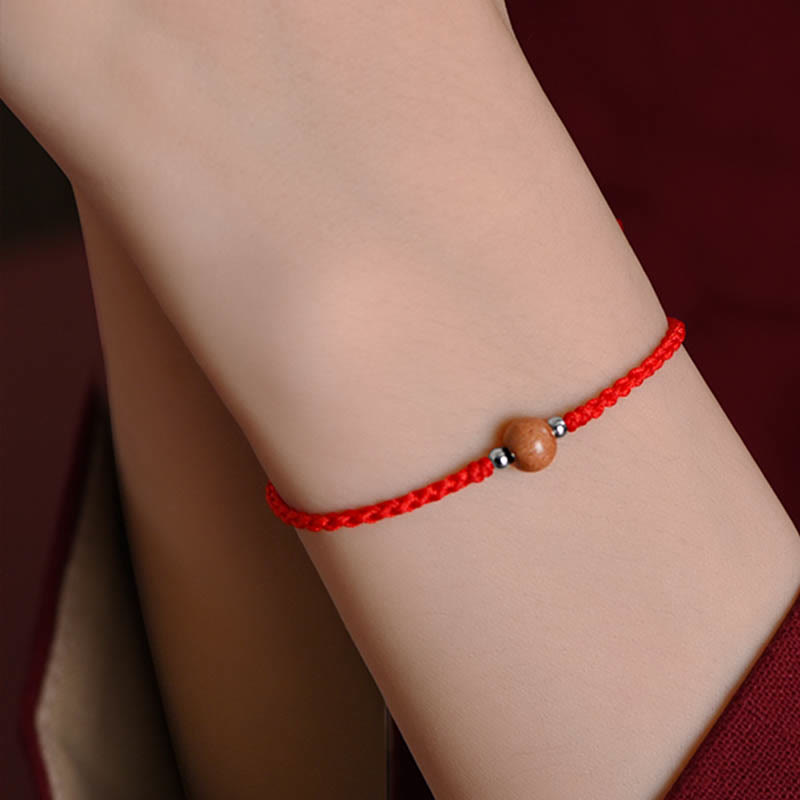 Braccialetto alla caviglia intrecciato con perline di legno di pesca naturale Buddha Stones