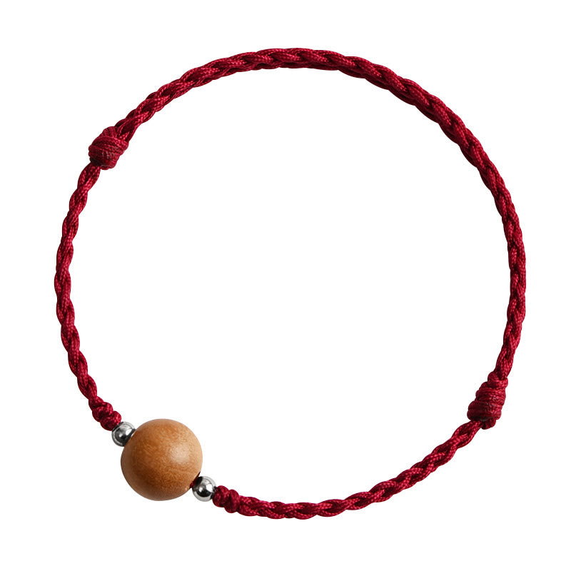 Braccialetto alla caviglia intrecciato con perline di legno di pesca naturale Buddha Stones