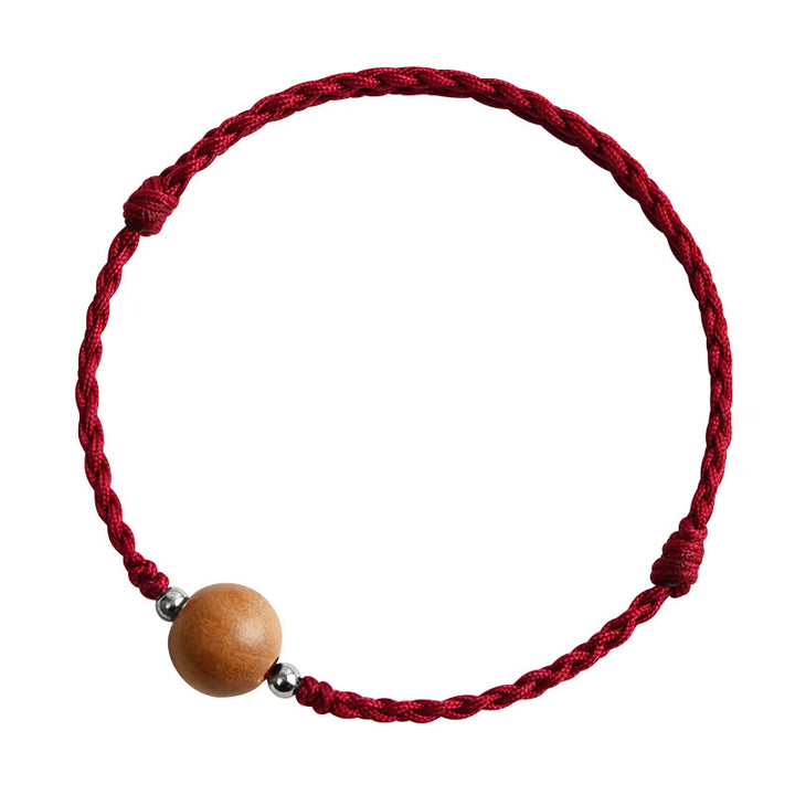 Braccialetto alla caviglia intrecciato con perline di legno di pesca naturale Buddha Stones