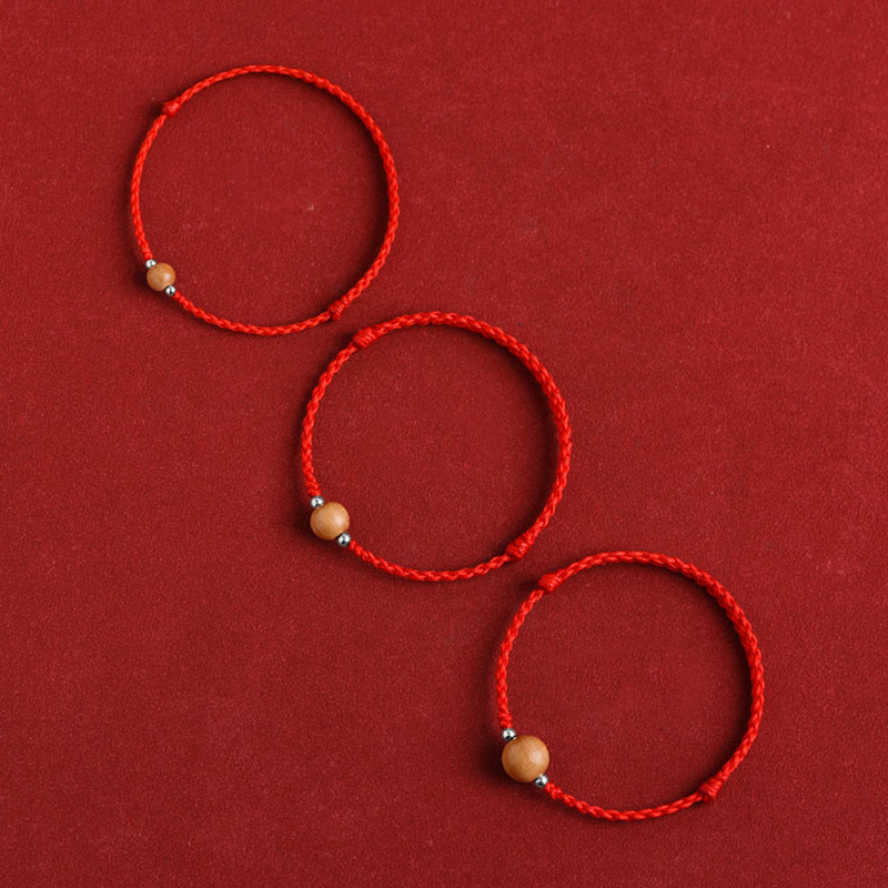Braccialetto alla caviglia intrecciato con perline di legno di pesca naturale Buddha Stones