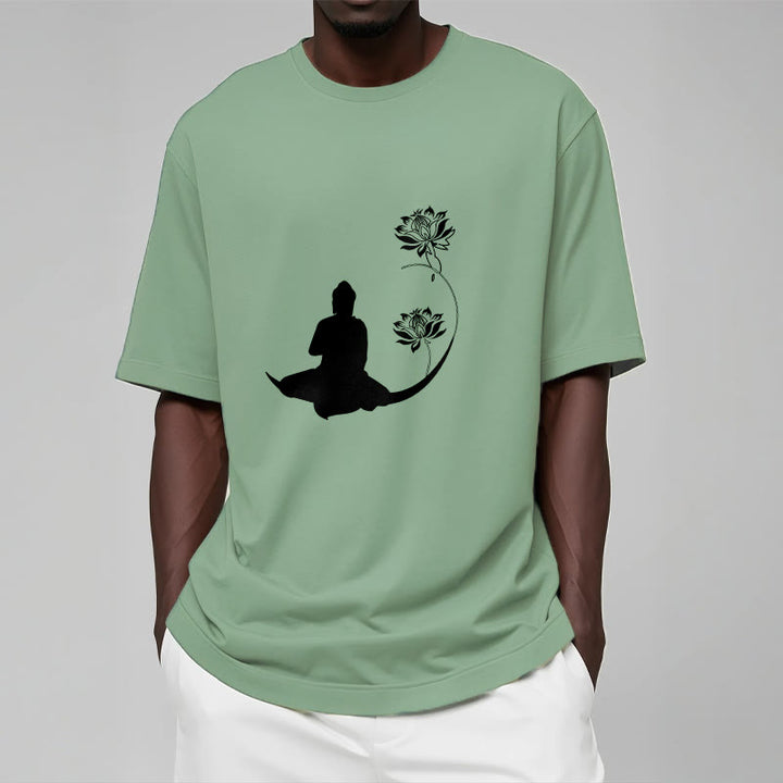 Maglietta con motivo Buddha Stones Buddha seduto con fiori di loto - image 16